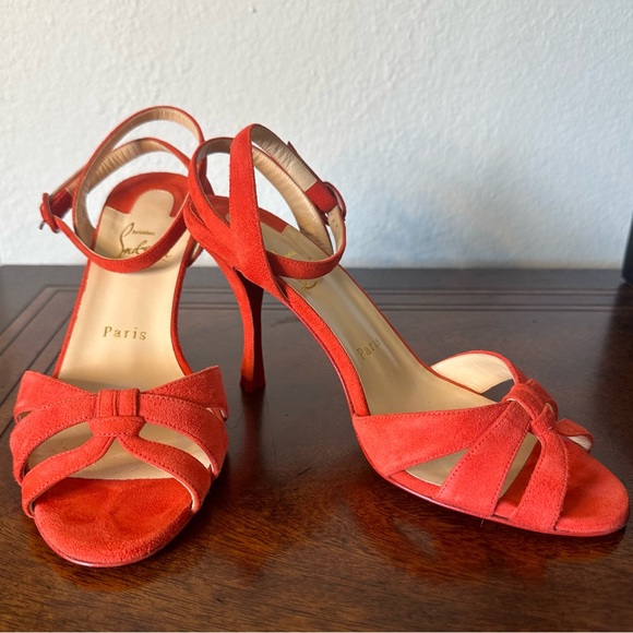 Christian Louboutin Trezuma 85 Suede Strappy Sandals - Picture 1 of 7